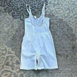 Vintage Carol Wior One Piece Shapewear Striped White 16